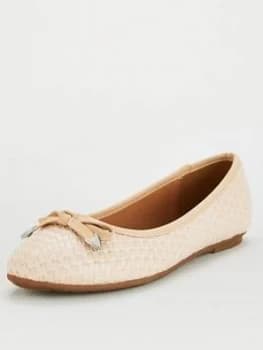 Image of Wallis Wide Fit Weave Ballerina - Beige, Size 8, Women