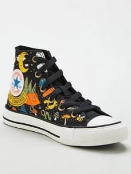 Image of Converse Childrens Chuck Taylor All Star Hi 'Camp Converse' Trainers - Black Multi, Black/Multi, Size 1