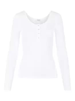 Image of PIECES Button-front Ribbed Top Women White