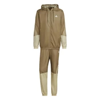 Image of adidas Sportswear Hooded Tracksuit Mens - Orbit Green / Sandy Beige