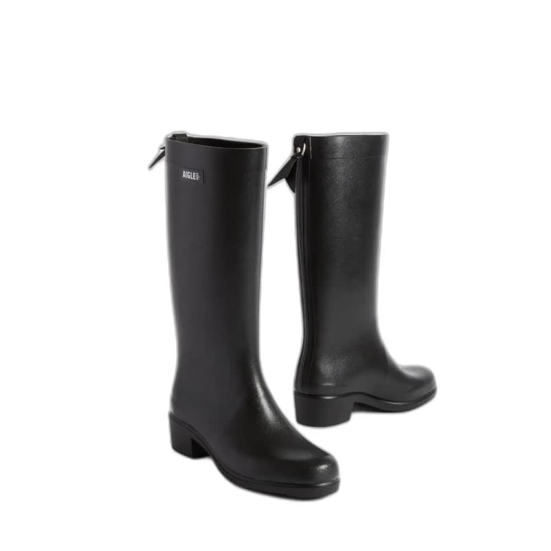 Image of Aigle Myrica Rubber Womens Calf Length Boots - Noir - Size:UK 3.5