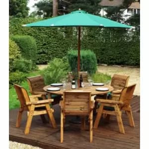 Image of Charles Taylor Six Seater Round Table Set with Parasol, Green