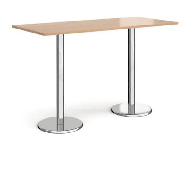 Image of Pisa Pisa rectangular poseur table with round chrome bases 1800mm x 800mm - beech Beech PPR1800-B