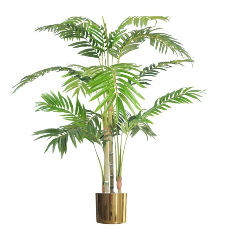 Image of Leaf Design 120cm (4ft) Premium Artificial Areca Palm with Pot and Gold Metal Planter