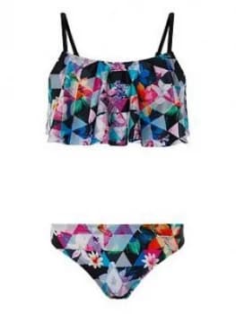 Image of Monsoon Girls Storm S.E.W. Eliza Print Bikini - Black, Size Age: 9-10 Years, Women