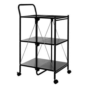 Image of Premier Housewares Rectangular Folding Kitchen Trolley - Black