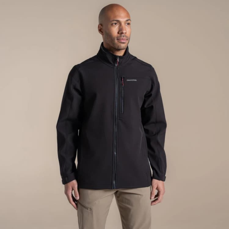 Image of Craghoppers Craghoppers Men Altis Full-Zip Windproof Water-Repellent Softshell in Black Size: X-Large Black XL Male 5063260130325
