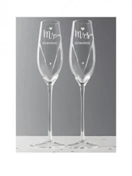 Image of Personalised Swarvoski Mr & Mrs Flute Set