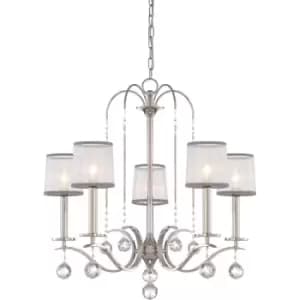 Image of 5 Bulb Chandelier Hanging Pendant LIght Imperial Silver LED E14 40W Bulb