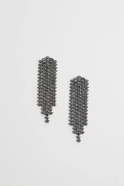 Image of Rhodium Plated Cubic Zirconia Jet Chandelier Earrings
