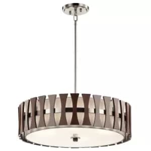 Image of 4 Bulb Ceiling Pendant Light Fitting Auburn Stained Wood LED E27 100W Bulb