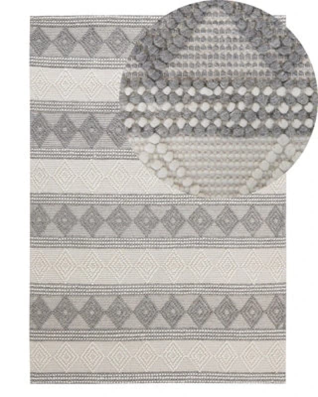 Image of Beliani Rug Bozova Light Beige 140 X 200 Cm Wool