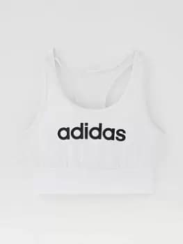Image of adidas Girls Linear Sports Bra - White/Black, Size 11-12 Years, Women