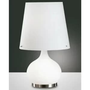 Image of Fabas Luce Ade Table Lamp with Round Tapered Shade White Glass, E14