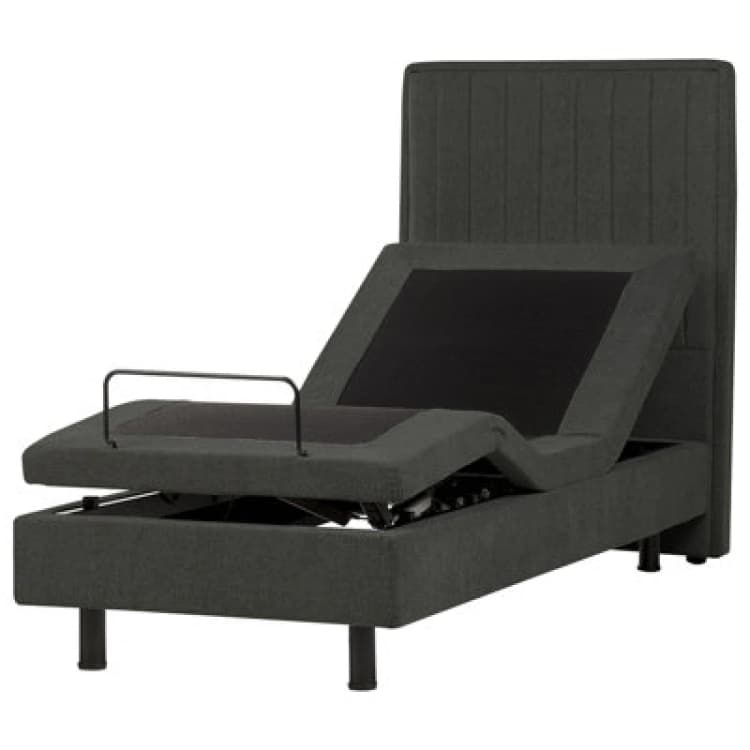 Image of Beliani Adjustable Bed Fabric Castellan 80 X 200 Cm (Eu Small Single) Dark Grey