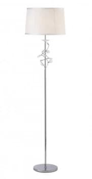 Image of Floor Lamp with White Shade 1 Light Polished Chrome, Crystal
