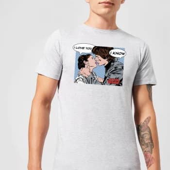 Image of Star Wars Leia Han Solo Love Mens T-Shirt - Grey - S