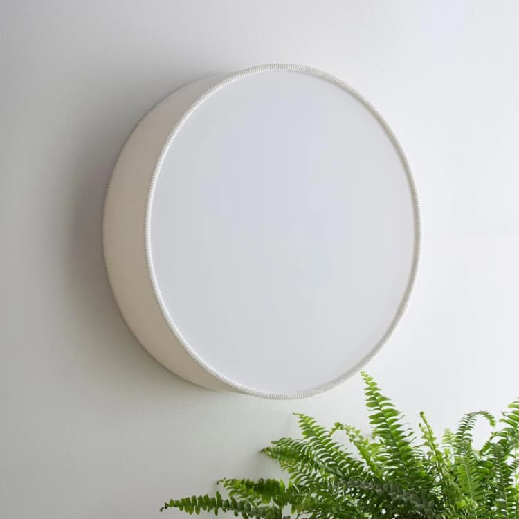 Image of K Living Crete 38cm 2 Light White Velvet Drum Shade White unisex One Size