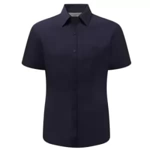 Image of Russell Collection Ladies/Womens Short Sleeve Poly-Cotton Easy Care Poplin Shirt (XS) (French Navy)