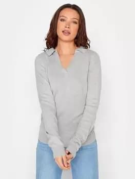 Image of Long Tall Sally Collar Jumper - Pale Grey, Size 10-12, Women