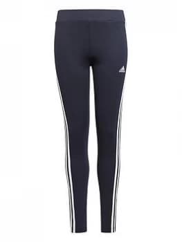 Image of adidas Junior Girls 3-Stripes Tight - Navy/White, Size 7-8 Years