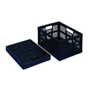 Image of Really Useful 32L Plastic Folding Boxes Black Pack of 3 32FBBK