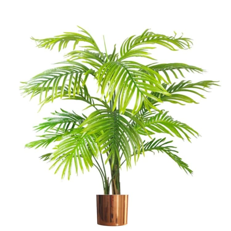 Image of Leaf 130cm Artificial Areca Palm Tree - Realistic with Copper Metal Planter Green