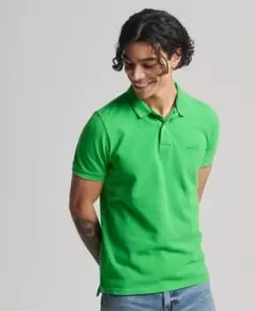 Image of Superdry Mens Organic Cotton Vintage Destroy Polo Shirt Green / Kelly Green - Size: L