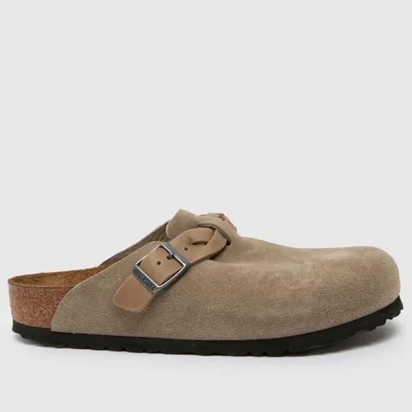 Image of BIRKENSTOCK boston braided clog sandals in taupe Brown UK 5