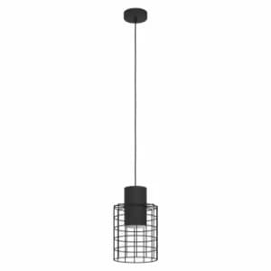 Image of Eglo Industrial Single Pendant In Steel Black Finish