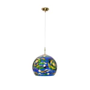 Image of Luna Glass Dome Pendant Ceiling Light 24 Carat Gold