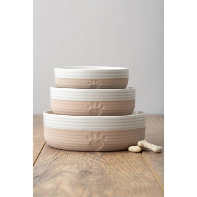 Image of Set of 2 Heart Paw Pet Bowls 13cm