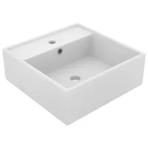 Image of VidaXL Luxury Ceramic Square Basin Overflow - Matt White
