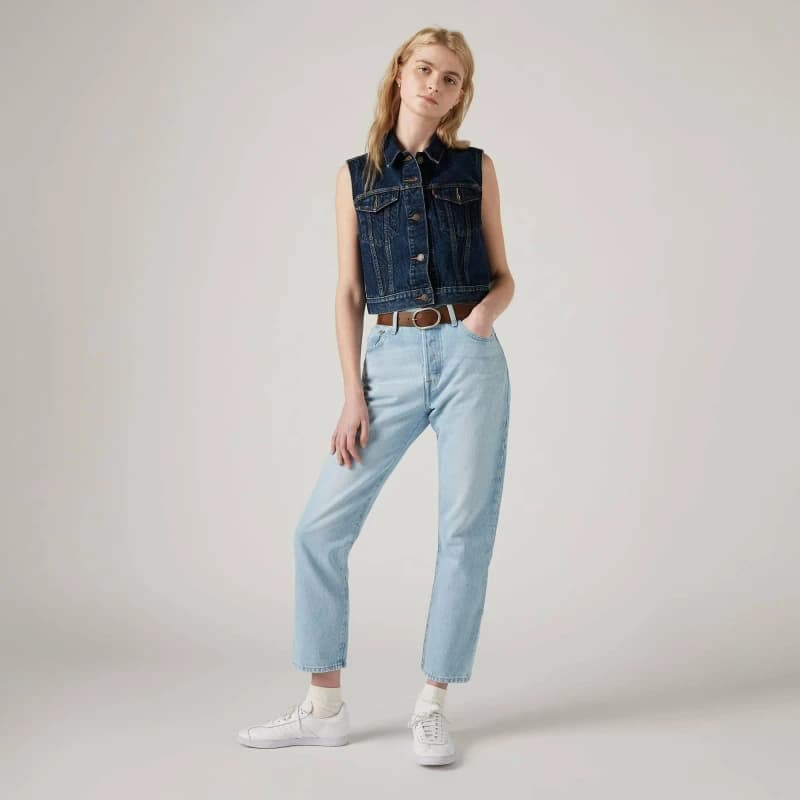 Image of Levis 501 Cropped Jeans - Blue Blue 29 L30