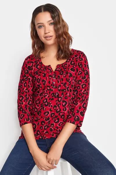 Image of Long Tall Sally Tall Henley Top Pink