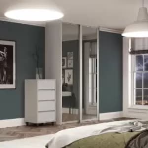 Image of Spacepro Shaker 2 Door Sliding Wardrobe Kit Dove Framed Mirror 1449 x 2260mm in Grey Steel/Glass
