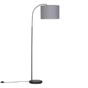 Image of Curva Dark Grey Floor Lamp with Grey Shade