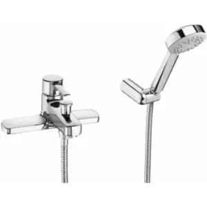 Image of Roca - Targa Bath Shower Mixer Tap Deck Mounted with Shower Kit - Chrome