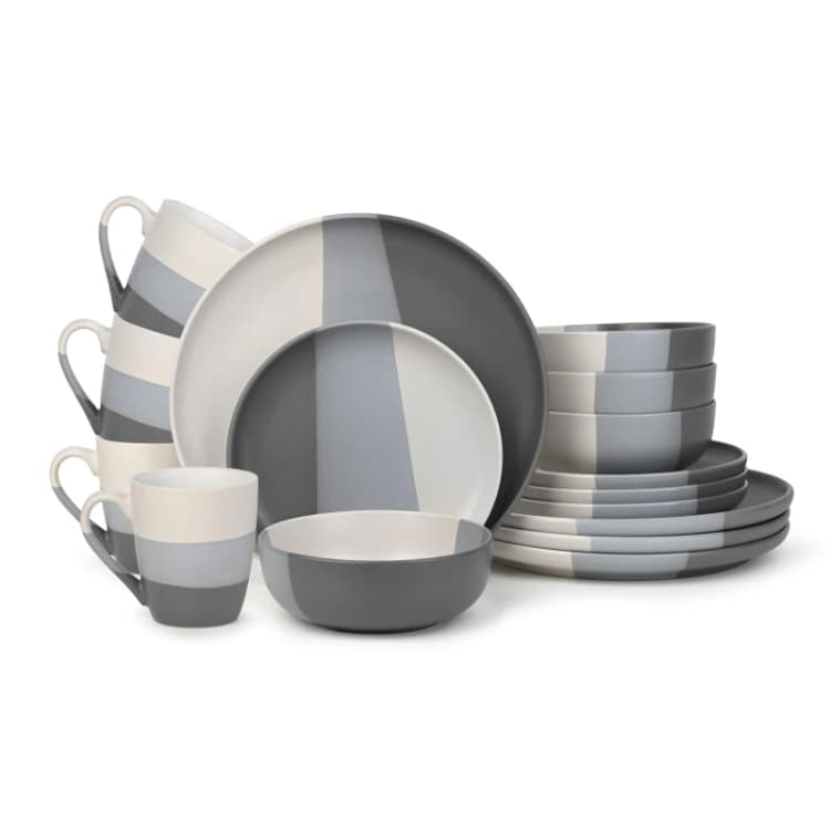 Image of Waterside Waterside Dipped 16 Piece Dinner Set Blue - Waterside Blue HR89401