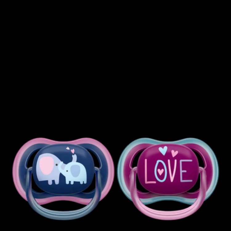 Image of Philips Avent Ultra Air 18+m Baby Boy Elephant & Love Design Pacifiers a 2 pcs AVT-FED43-SOOTHER