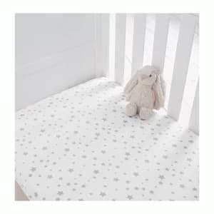 Image of Silentnight Safenights Cot Fitted Sheet pair - Grey Star