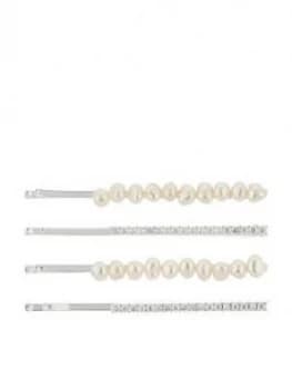 Image of Accessorize X4 Freshwater Pearl And Crystal Slides - Nude