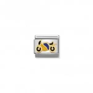 Image of Nomination Composable Classic Sports Enamel 18K Gold Yellow Blue Motorbike Link 030203/40