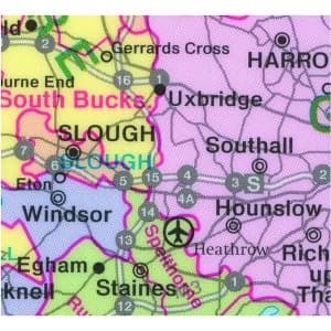Image of Map Marketing Counties Districts Unitary Authorities Map Unframed - Scale 12.5 Miles/1 inch