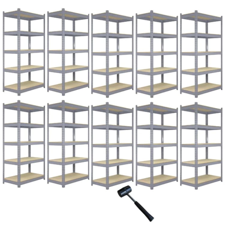 Image of MONSTER RACKING Monster Shop - 10 x Grey Racking Bay Unit 5 Tier Heavy Duty Steel Metal 200kg 5055986106104