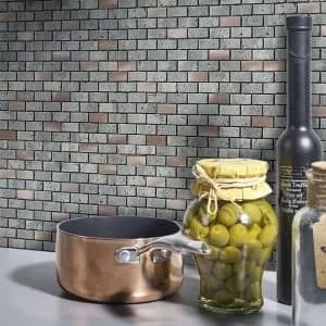 Image of House of Mosaics Shoreditch Grey Copper Effect Natural Stone 398x304mm Mosaic Tile