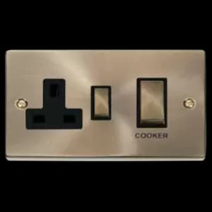Image of Click Scolmore Deco Ingot 45A Cooker Switch Unit with 13A 2 Pole Switched Socket - VPAB504BK