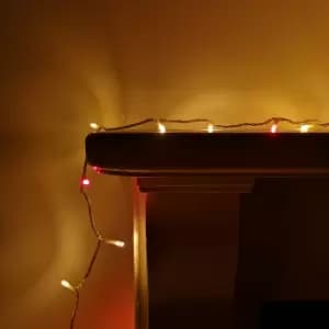 Image of 200 LED 16m Premier Christmas Outdoor Multi Function Timer Lights with Clear Cable in Red & Gold
