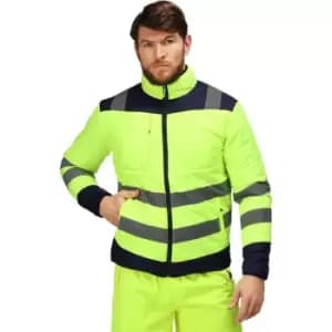 Image of Regatta Mens Baffled Hi-Vis Thermal Top (XXL) (Yellow/Navy) - Yellow/Navy