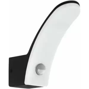 Image of Loops - IP44 Outdoor Wall Light & pir Sensor Black Aluminium 11W Built in led